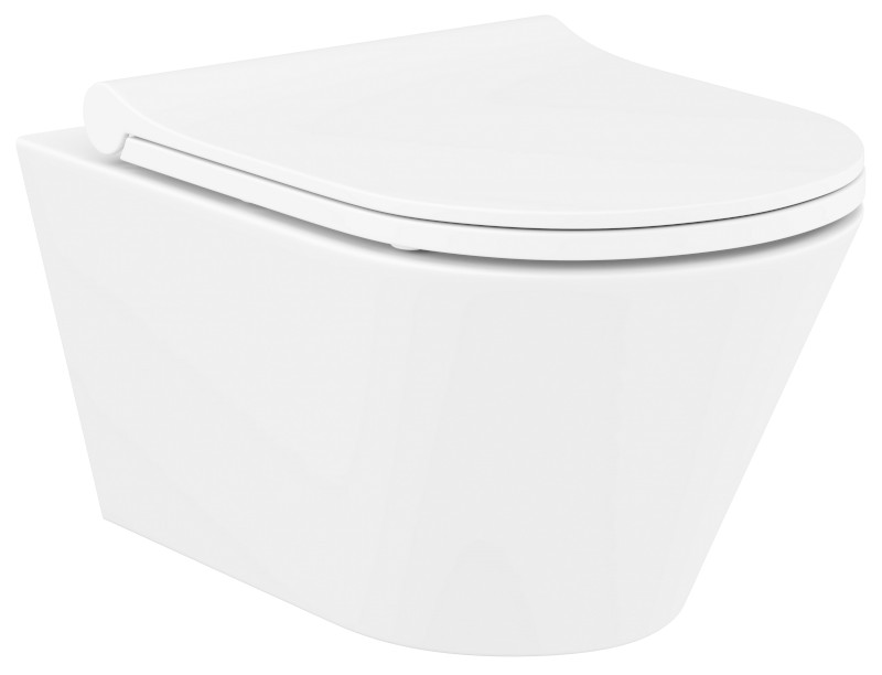 AVVA CLEANWASH závěsná WC mísa, s bidetovou sprškou, Rimless, 35,5x53cm, bílá 100312