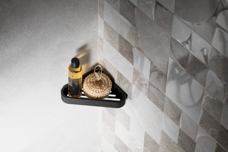 SMART rohová police do sprchy, 170x30x170mm, černá mat 328314