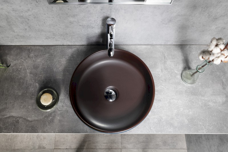 PRIORI keramické umyvadlo na desku, Ø 41 cm, modrá/hnědá PI033