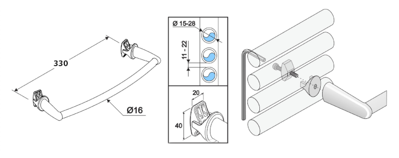 Sušák ručníků na otopná tělesa 33cm oblý, bílá IDO-40