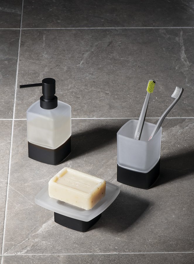 LOUNGE sklenka na postavení, mléčné sklo, černá mat 549814