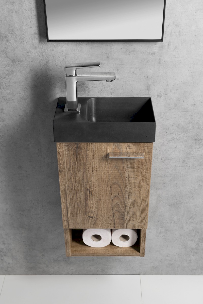 PICCOLINO betonové umývátko 30,8x17cm, baterie vlevo, antracit mat PK30016