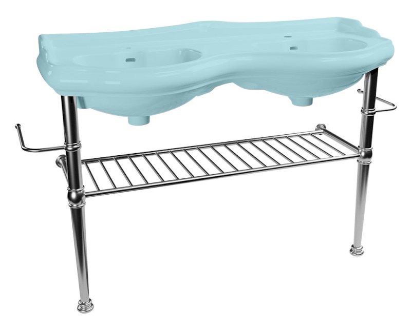 RETRO konstrukce pro dvojumyvadlo 120cm s poličkou, chrom 730190
