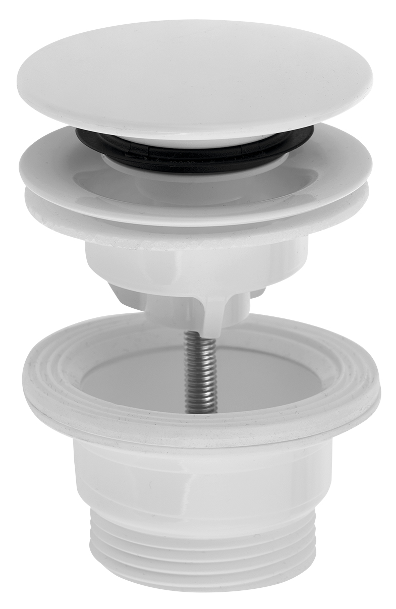 Umyvadlová výpust 5/4“, click-clack, velká zátka, 4-45mm, ABS/bílá 151.308.0