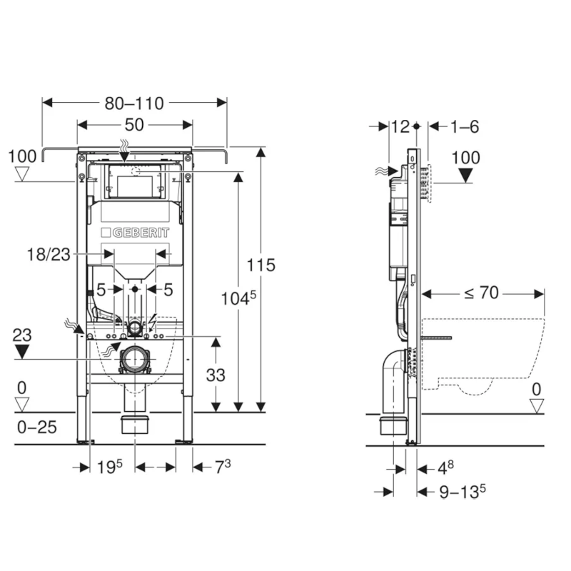 GEBERIT DUOFIX podomítková nádržka Sigma 12cm, pro napojení do boční stěny 111.355.00.6