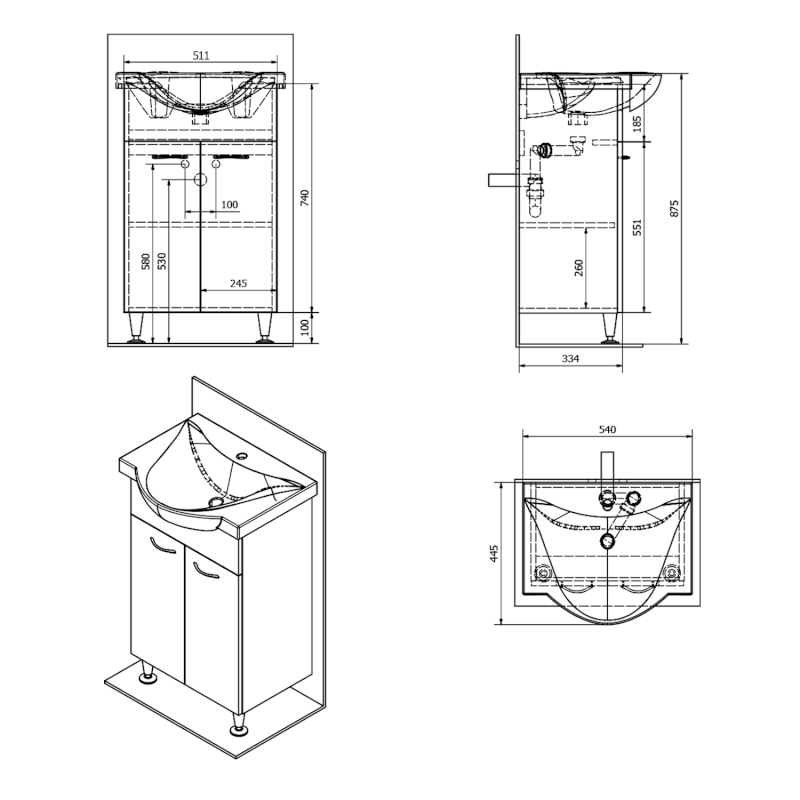 KERAMIA FRESH umyvadlová skříňka 51,1x74x34cm, bílá 50057