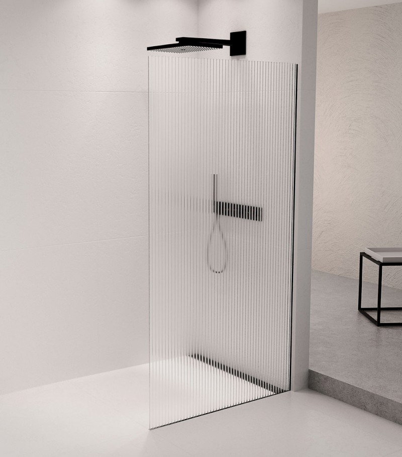 ARCHITEX sada pro uchycení skla podlaha-stěna se spádovou lištou, 1615x2105mm, pravá, černá mat AX2116BR