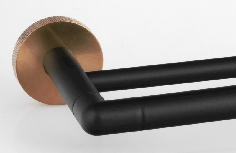 LARISSA dvojitý držák ručníků 600mm, černá/měď mat WS011BC