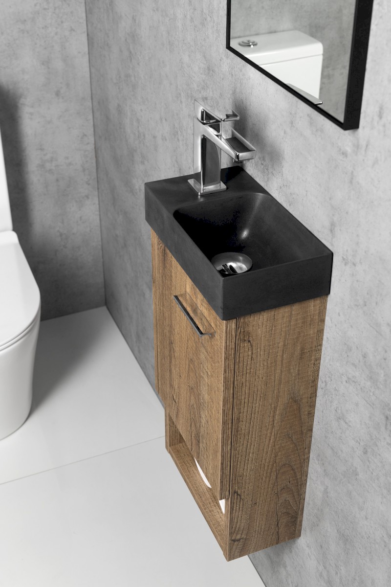 PICCOLINO betonové umývátko 30,8x17cm, baterie vlevo, antracit mat PK30016