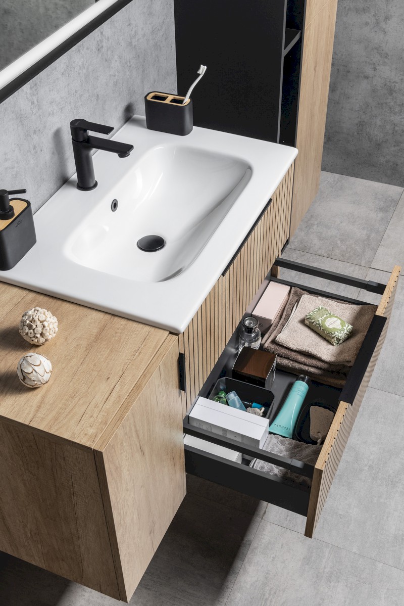 CIRASA STRIP umyvadlová skříňka 69,8x52x46cm, dub Alabama CR701-2322