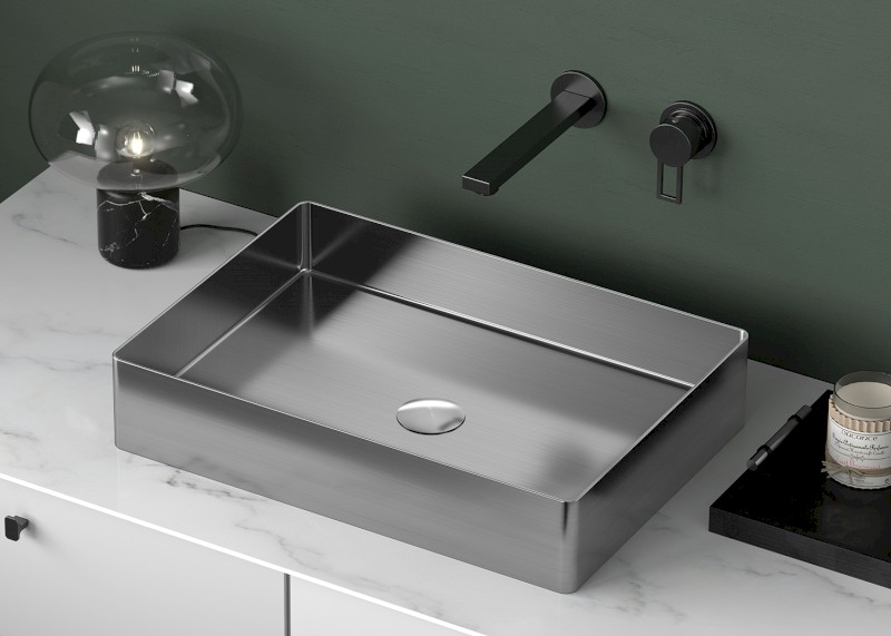 AURUM nerezové umyvadlo na desku, 50x35,2cm, včetně výpusti, nerez mat AU403