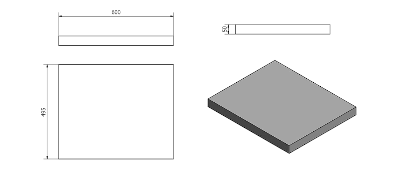AVICE deska pod umyvadlo 60x50cm, tl.5cm, dub Rover AV64