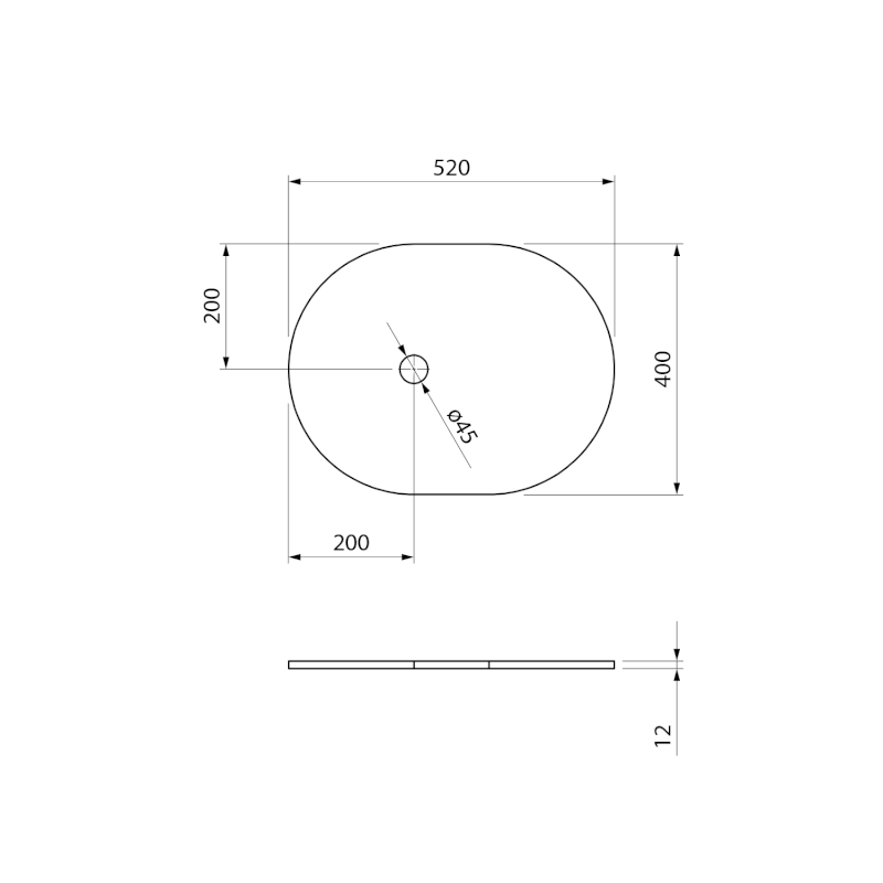 OASIS police do prostoru 40x52cm, kompozit, černá mat AS408-02