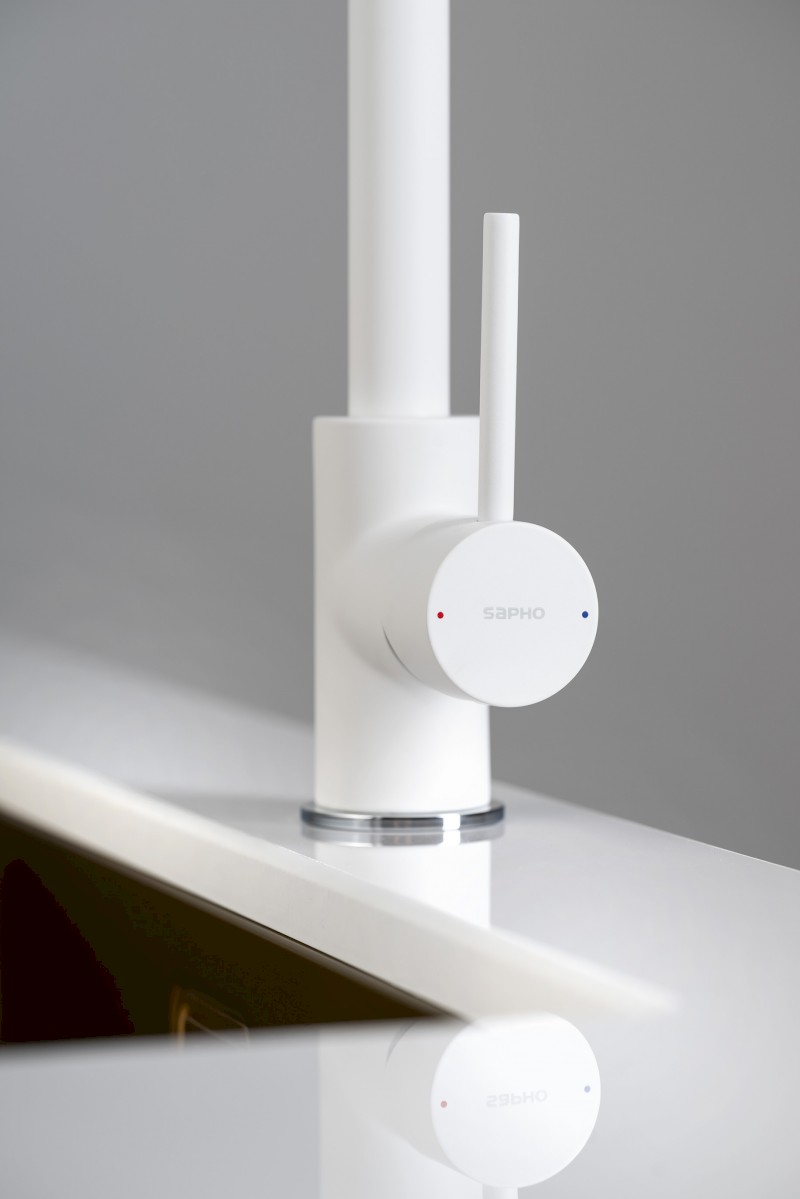 RONA stojánková dřezová baterie, bílá mat JK125W