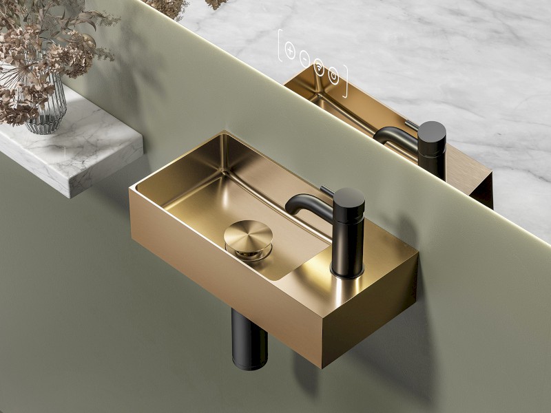 AURUM nerezové umývátko, 36,5x18cm, včetně výpusti, levé/pravé, měď mat AU304