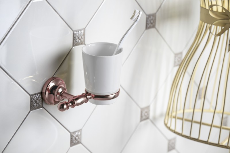 PERLA sklenka, keramika, růžové zlato PE1097