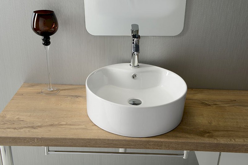 YAKARTA keramické umyvadlo na desku, Ø 46cm, bílá BH7021