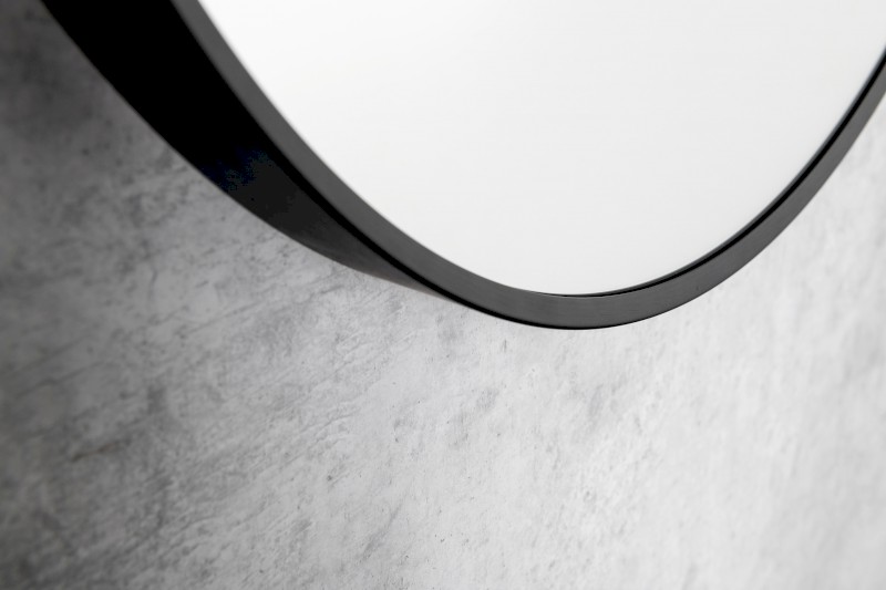 STAGO kulaté zrcadlo ø 60cm, kožený pásek, černá mat SG065