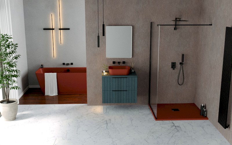 FLEXIA vanička z litého mramoru s možností úpravy rozměru, 130x90cm, hnědá mat 72896.71