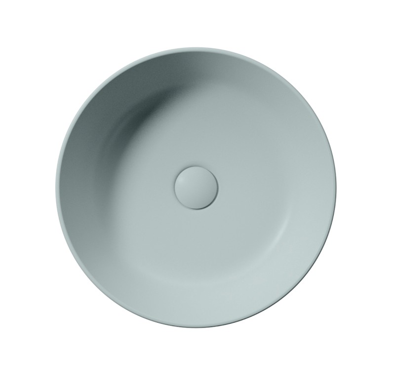 KUBE X keramické umyvadlo na desku, průměr 40cm, ghiaccio mat 942615