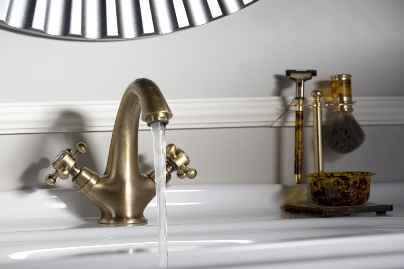 ANTEA stojánková umyvadlová baterie vysoká s výpustí, bronz 3276