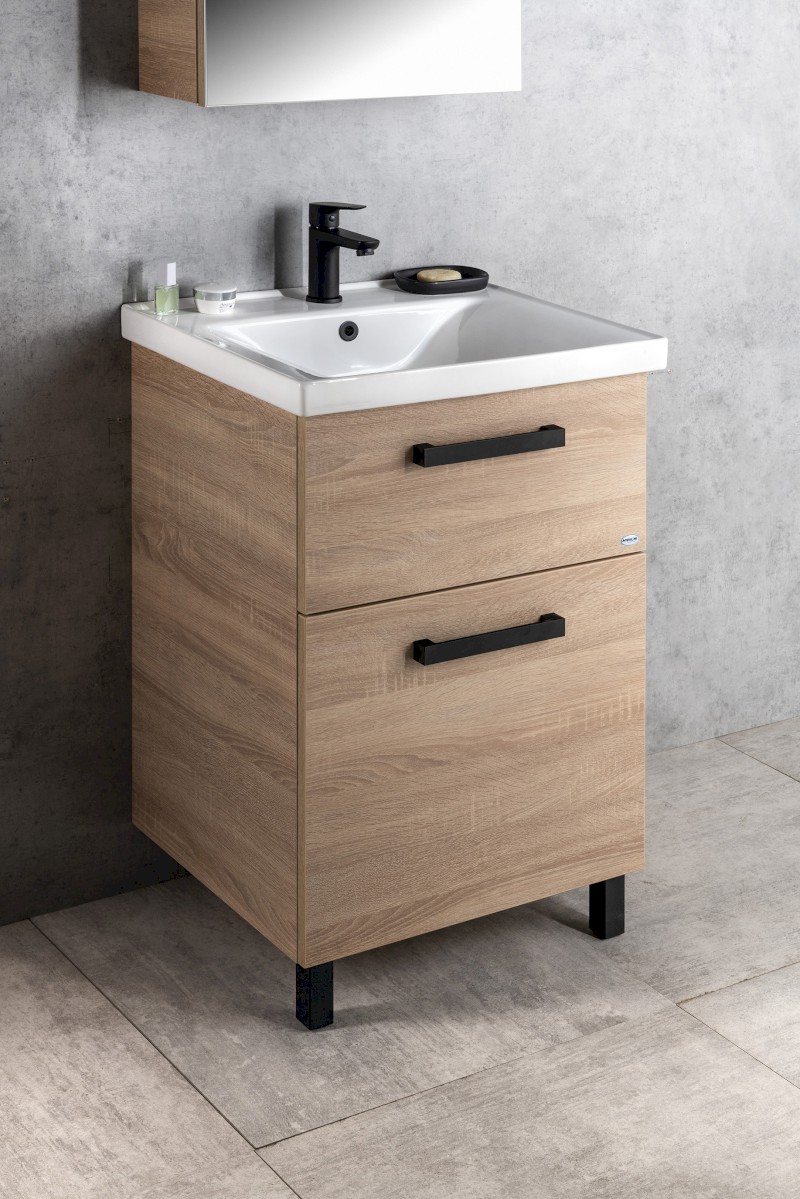 VEGA umyvadlová skříňka 51,5x72,6x43,6cm, 2x zásuvka, dub platin VG853