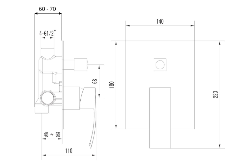 GINKO podomítková sprchová baterie, 2 výstupy, chrom 1101-42