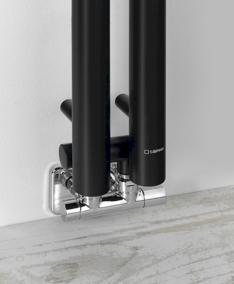 PILON otopné těleso 122x1800mm, se dvěma háčky pro ručník, černá mat IZ124T