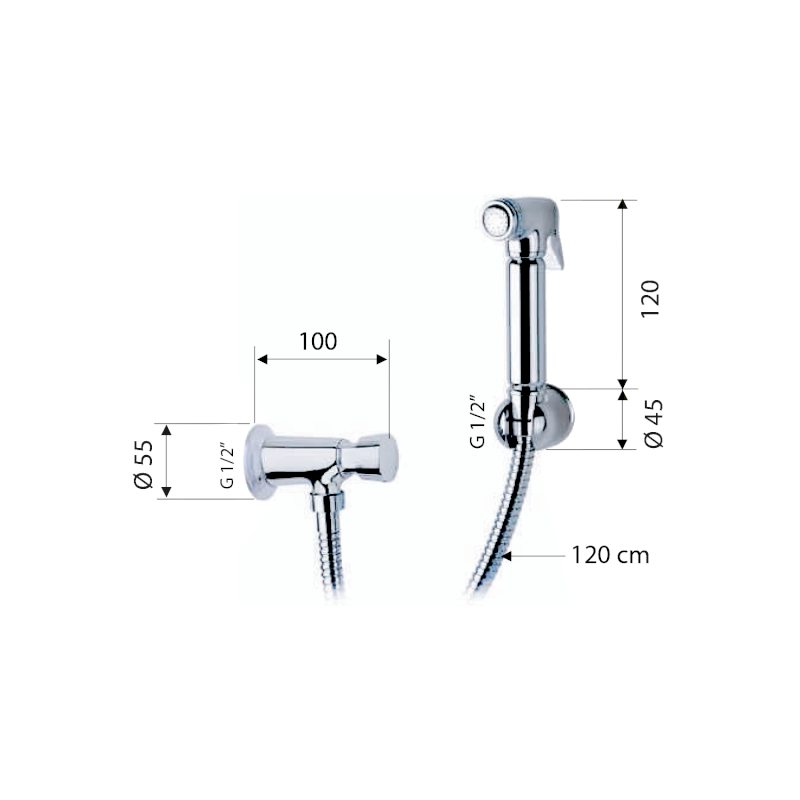 TEMPOR samouzavírací nástěnný ventil s bidetovou sprškou, chrom 937.040.1