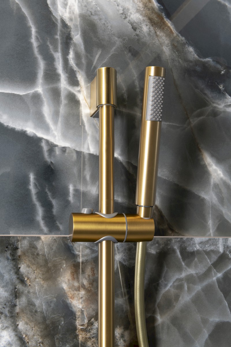 Sprchová tyč, posuvný držák, kulatá, 708mm, ABS/zlato mat 1202-02GB