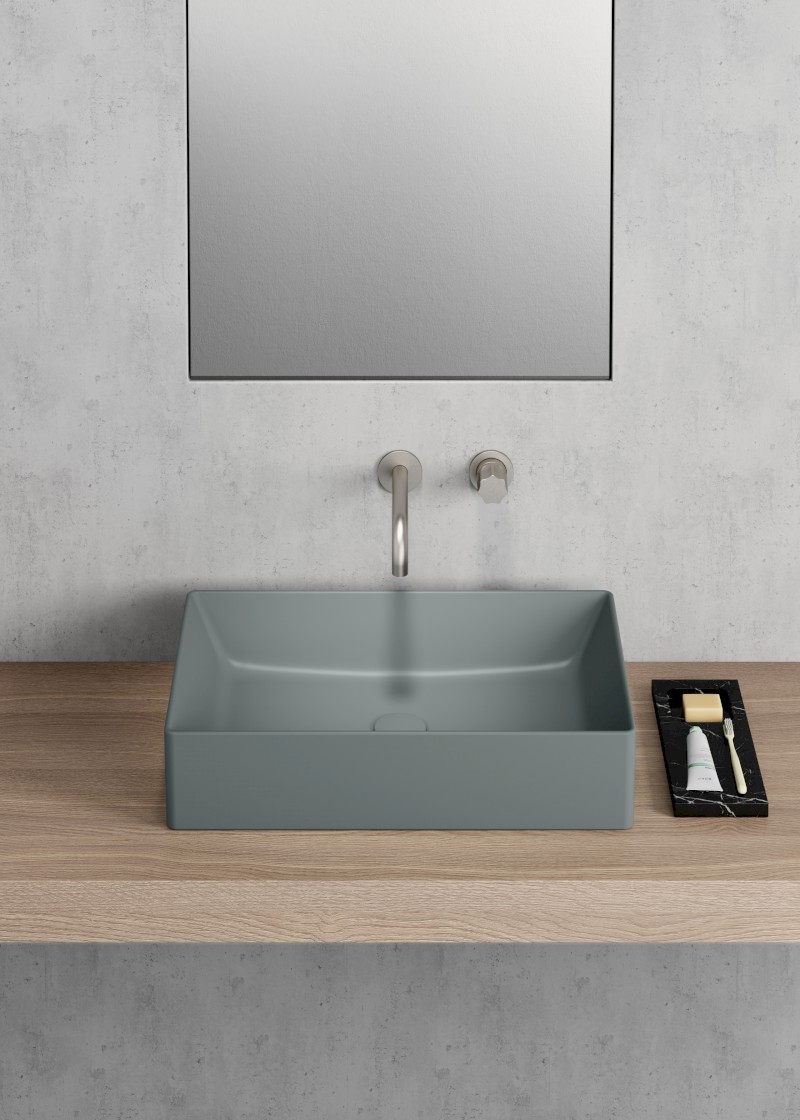 KUBE X keramické umyvadlo na desku, 60x37cm, agave mat 945304