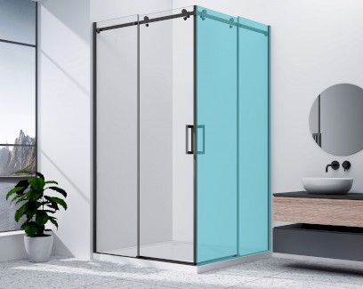 DRAGON BLACK sprchové posuvné dveře rohový vstup 1000mm, čiré sklo GD4210B