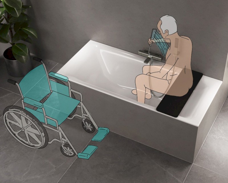 UNIVERSAL sedák na vanu, 70x25 cm, černá 73257