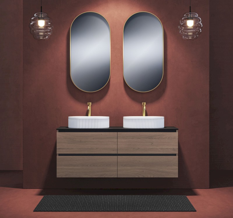 EZARA dvojumyvadlová skříňka 140x55x46cm, bílá lesk EZ141-3030