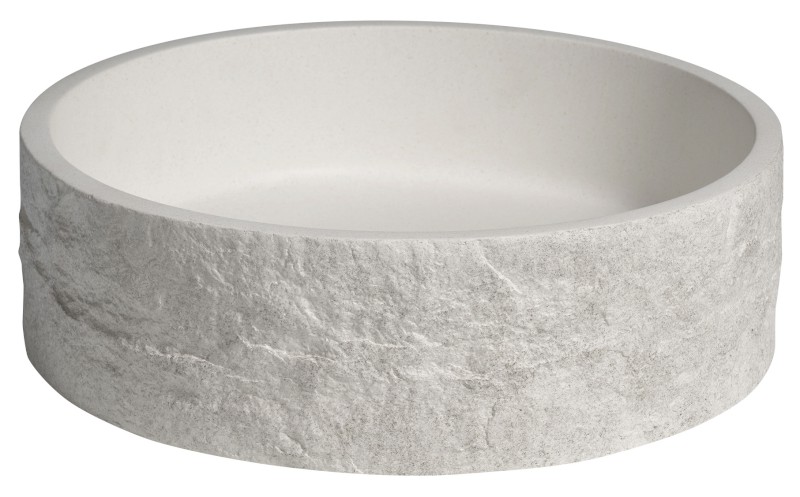 ISPIR betonové umyvadlo včetně výpusti, 40cm, bílý pískovec AR474