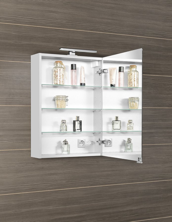 MIRRÓ galerka s LED osvětlením, 50x70x16cm, levá/pravá, bílá MC050-0030