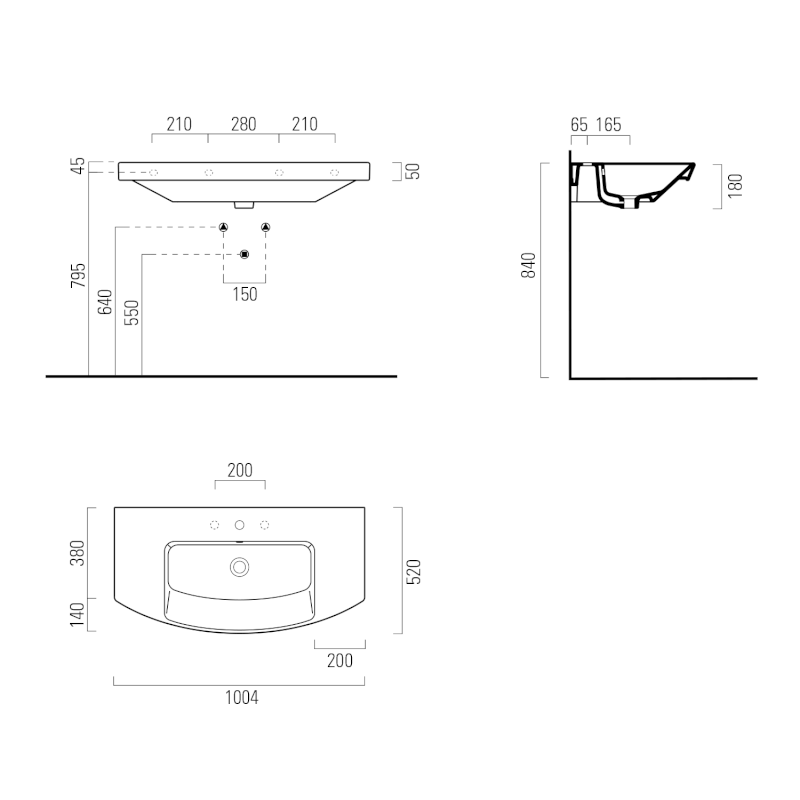 NORM keramické umyvadlo 100x52cm, oblé, bílá ExtraGlaze 8643111