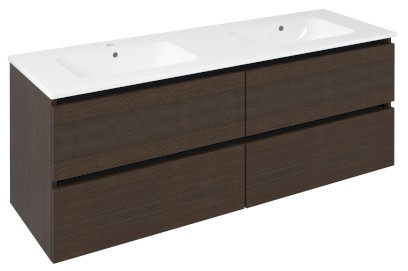 EZARA dvojumyvadlová skříňka 140x55x46cm, borovice rustik EZ141-1616