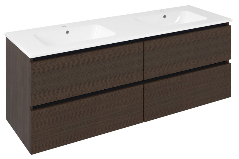 EZARA dvojumyvadlová skříňka 140x55x46cm, borovice rustik EZ141-1616