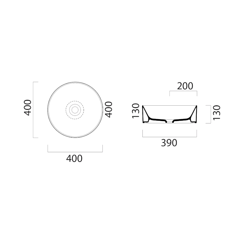 KUBE X keramické umyvadlo na desku, průměr 40cm, tortora mat 942605