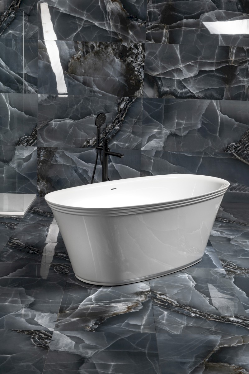 FLORINA volně stojící vana litý mramor, 170x80x61cm, bílá 93858