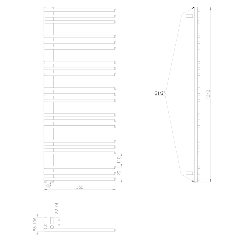 POSEIDON otopné těleso 550x1340mm, bílá PS513