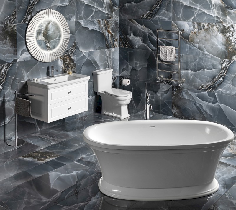 PRIDE STRIP kulaté zrcadlo s LED osvětlením v rámu ø 75cm, stříbrná PD752