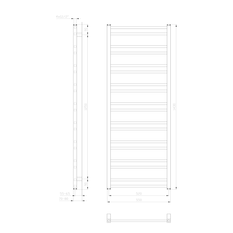 METRO DOS otopné těleso 550x1430 mm, bílá mat IR430T