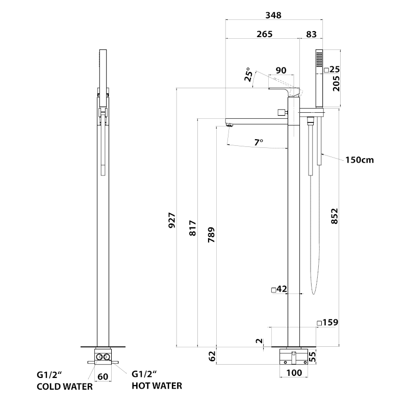 FORATA vanová baterie s připojením do podlahy, bílá mat FT021/14