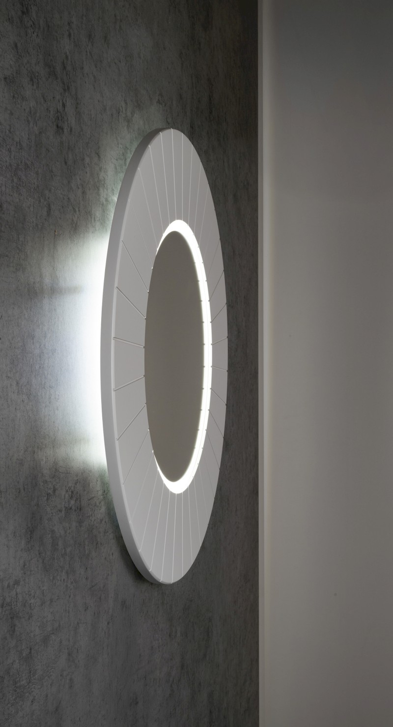 LUMIRO STRIP kulaté zrcadlo s LED osvětlením v rámu ø 90cm, bílá mat LR950-3131S