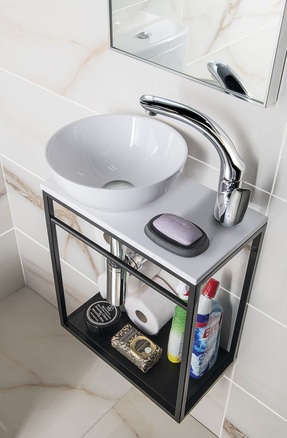 CREST konzole s policí, 39,5x45x21,7cm, černá mat AR402