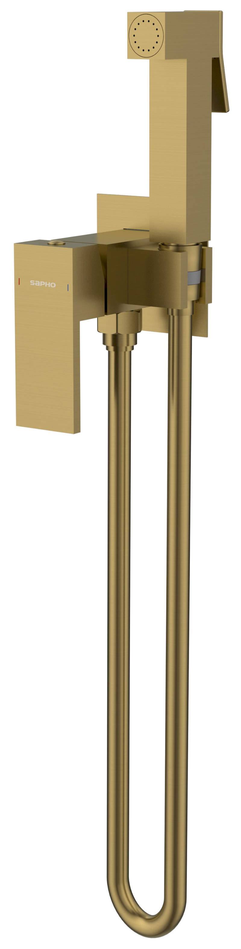 CUBEMIX podomítková bidetová baterie se Stop sprškou, hranatá, zlato mat CM040GB