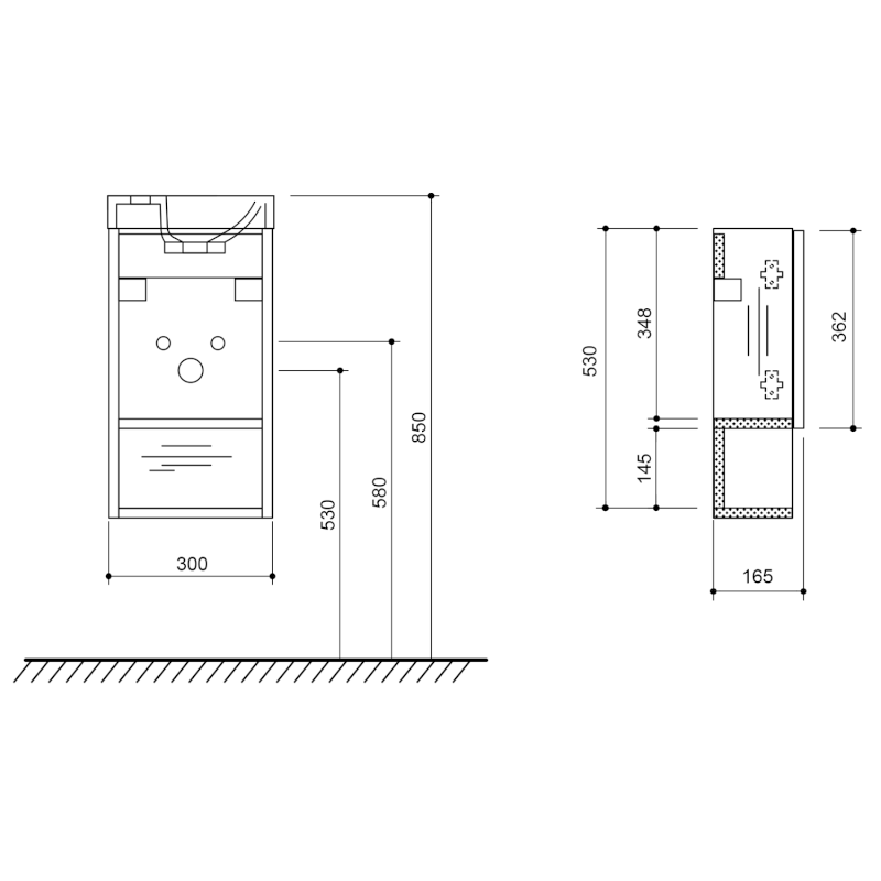 LATUS XI umyvadlová skříňka 30x53x16,5cm, dub Polar LT711-1010