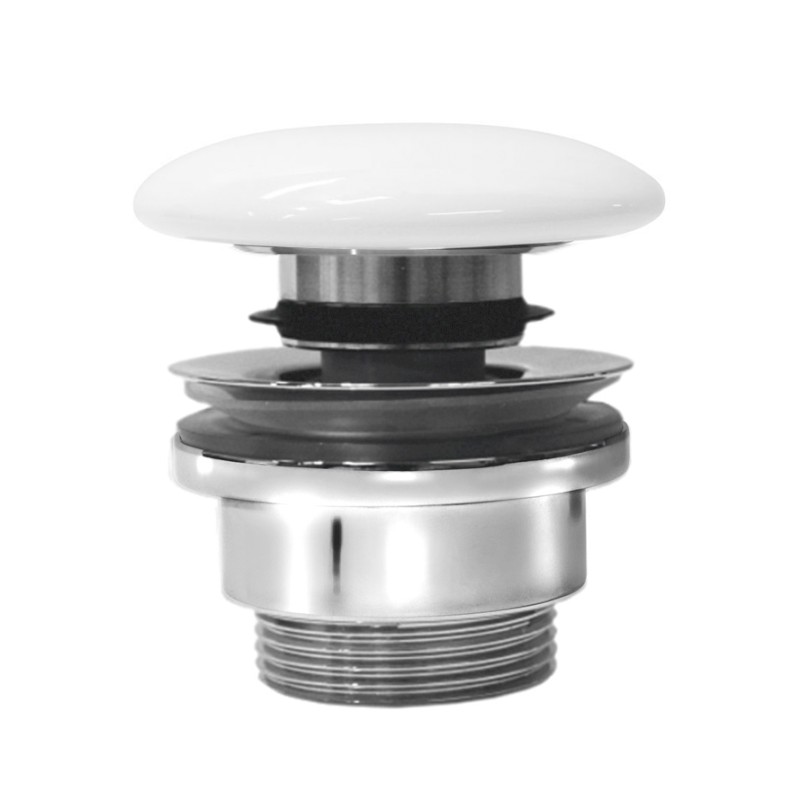 GSI umyvadlová výpust 5/4“, click-clack, keramická zátka, 5-65mm, bílá ExtraGlaze PCS11